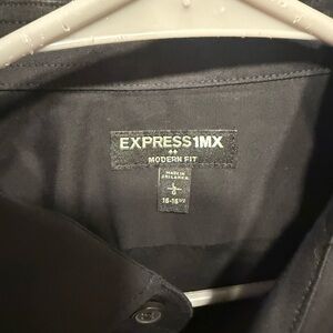 Express Modern Fit Men's Black Dress Shirt - Solid Black